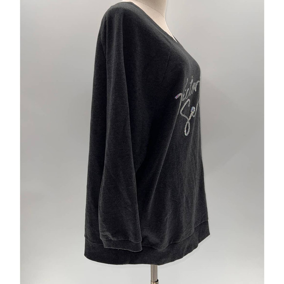 Victoria's Secret Gray with Sequin Graphic Crew Neck Pull Over Sweater- L - Picture 12 of 13